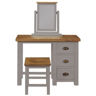 Regatta Grey Painted Pine Dressing Table - 3 Drawers Single Pedestal - image 1