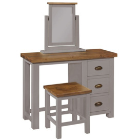Regatta Grey Painted Pine Dressing Table - 3 Drawers Single Pedestal - thumbnail 3