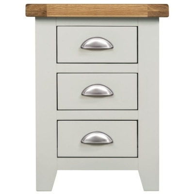 Lundy Grey and Oak Bedside Cabinet, 3 Drawers