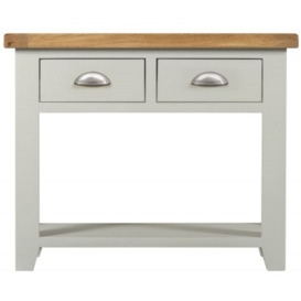 Lundy Grey and Oak Narrow Console Table with 2 Drawers