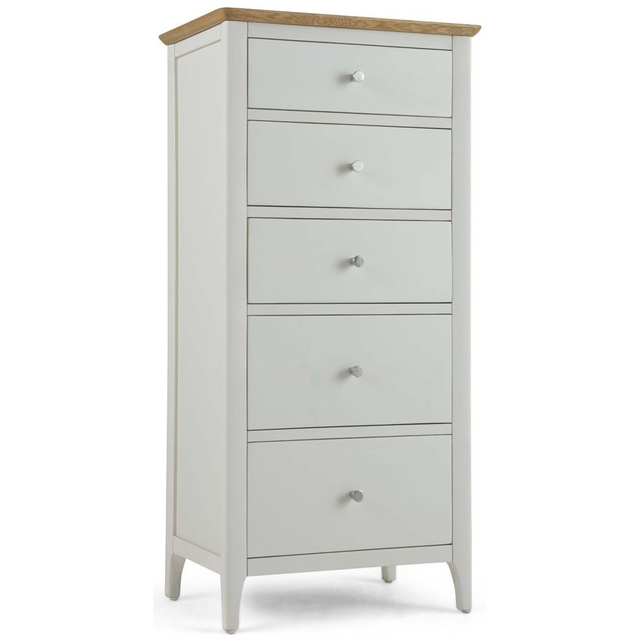 Stanford Grey and Oak Narrow Chest, 5 Drawers Tallboy - image 1