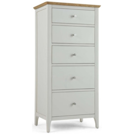 Stanford Grey and Oak Narrow Chest, 5 Drawers Tallboy - thumbnail 1