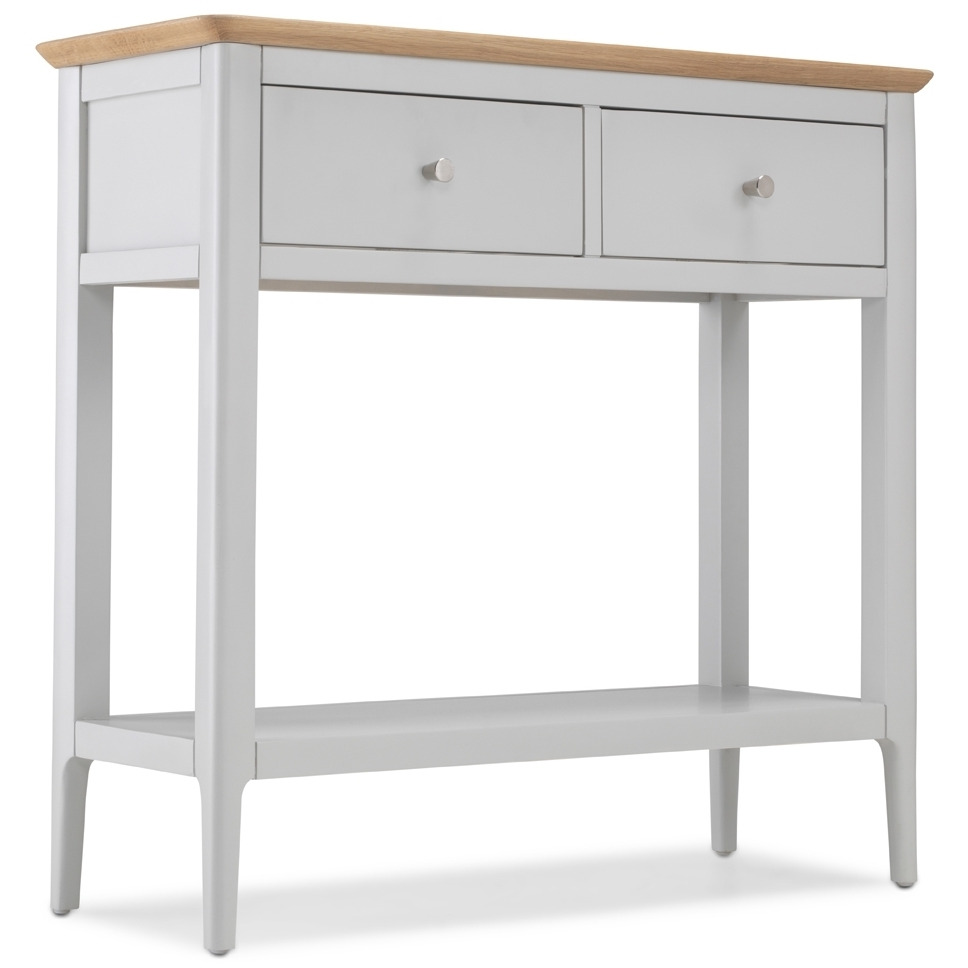 Almstead Grey and Oak Top Console Table, 2 Drawers Hallway with Bottom Shelf - image 1