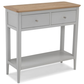 Almstead Grey and Oak Top Console Table, 2 Drawers Hallway with Bottom Shelf - thumbnail 3