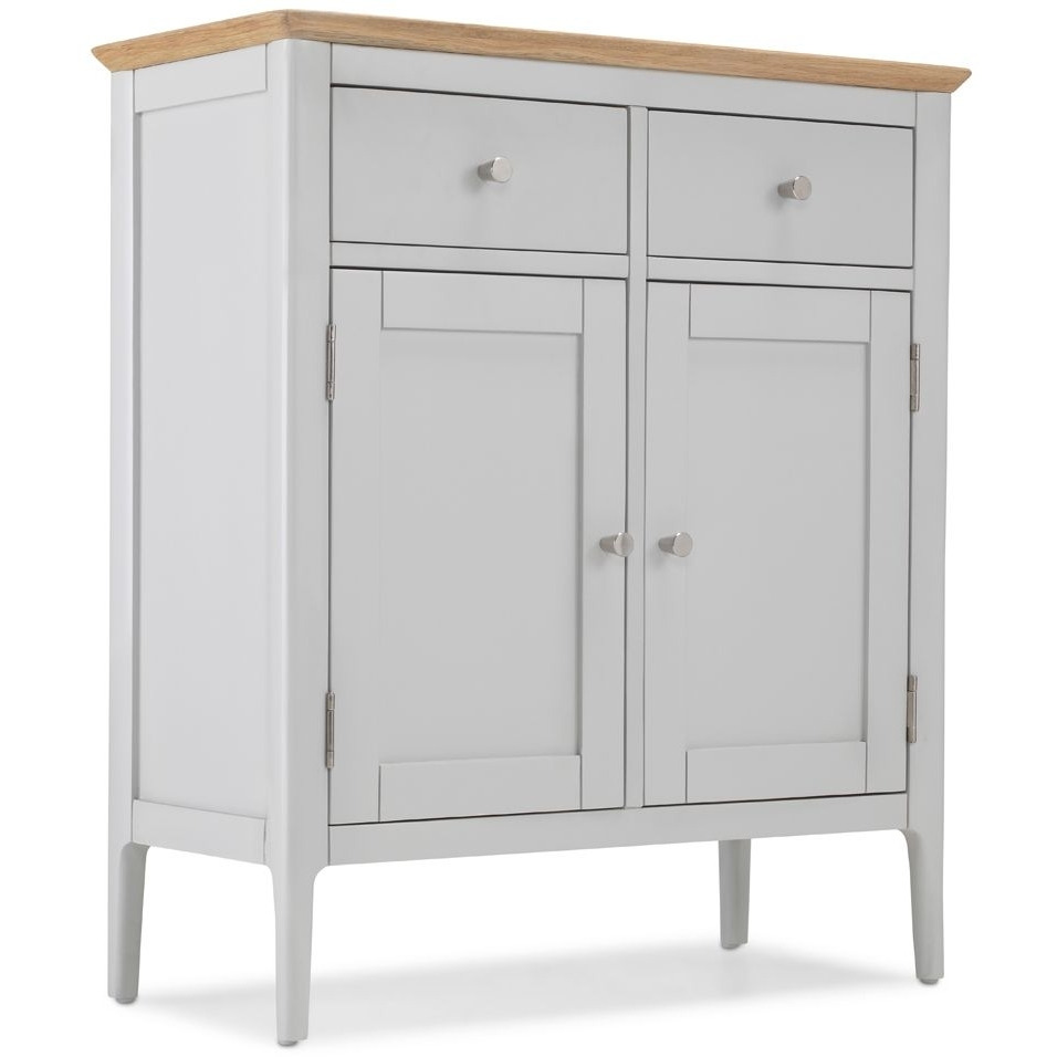 Almstead Grey and Oak Top Compact Sideboard, 80cm with 2 Doors and 2 Drawers - image 1