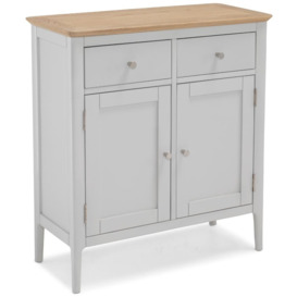 Almstead Grey and Oak Top Compact Sideboard, 80cm with 2 Doors and 2 Drawers - thumbnail 2