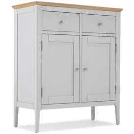 Almstead Grey and Oak Top Compact Sideboard, 80cm with 2 Doors and 2 Drawers