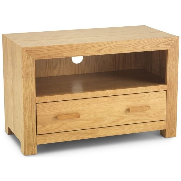 Cube Light Oak TV Unit, 85cm W with Storage for Television Upto 32in Plasma - image 1