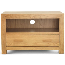 Cube Light Oak TV Unit, 85cm W with Storage for Television Upto 32in Plasma - thumbnail 2