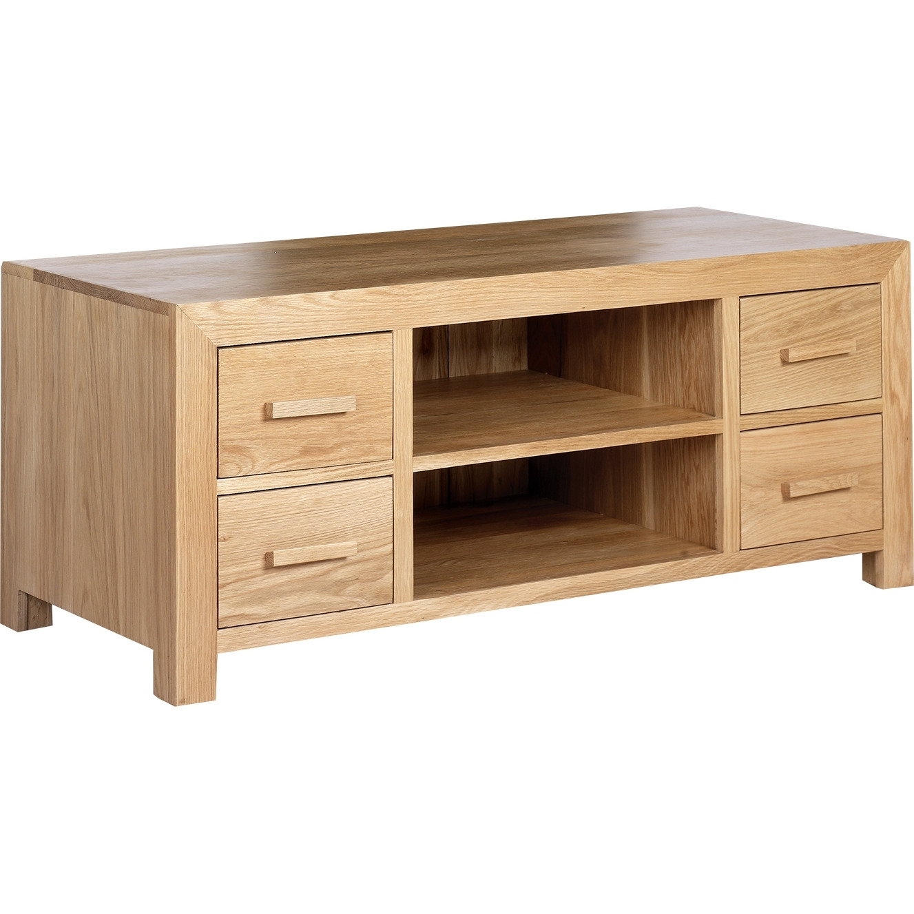 Cube Light Oak TV Unit, 125cm W with Storage for Television Upto 43in Plasma - image 1
