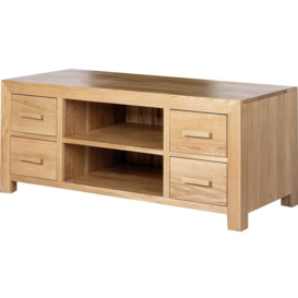 Cube Light Oak TV Unit, 125cm W with Storage for Television Upto 43in Plasma - thumbnail 2