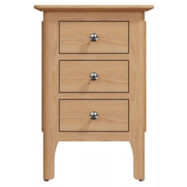 Appleby Oak 3 Drawer Narrow Bedside Cabinet - thumbnail 1