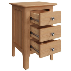 Appleby Oak 3 Drawer Narrow Bedside Cabinet - thumbnail 2