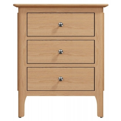 Appleby Oak 3 Drawer Wide Bedside Cabinet - image 1