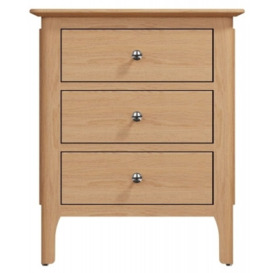 Appleby Oak 3 Drawer Wide Bedside Cabinet