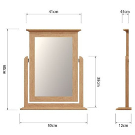 Appleby Oak Rectangular Trinket Mirror - 50cm x 60cm - thumbnail 2