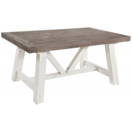 Pedro Reclaimed Distressed White Large Dining Table - thumbnail 1