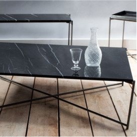 Gillmore Space Iris Black Marble Top Rectangular Coffee Table with Gun Metal Frame - thumbnail 3