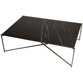 Gillmore Space Iris Black Marble Top Rectangular Coffee Table with Gun Metal Frame