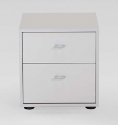 Tokio 2 Drawer Bedside Cabinet in White with Chrome Handle