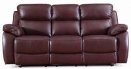 Rivoli Burgundy Leather 3 Seater Recliner Sofa