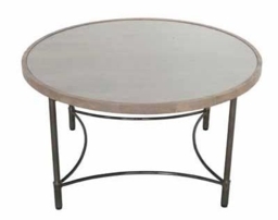 Mango Wood - Coffee Table - Round - with Metal Base - thumbnail 3