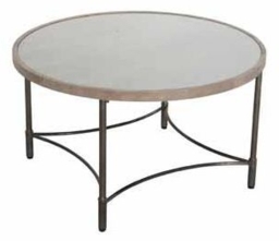 Mango Wood - Coffee Table - Round - with Metal Base - thumbnail 1