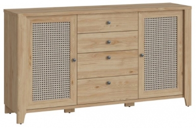 Bega Oak and Rattan Effect Large Sideboard - 2 Doors - image 1