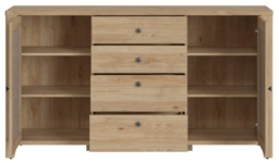 Bega Oak and Rattan Effect Large Sideboard - 2 Doors - thumbnail 3
