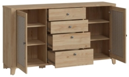 Bega Oak and Rattan Effect Large Sideboard - 2 Doors - thumbnail 2
