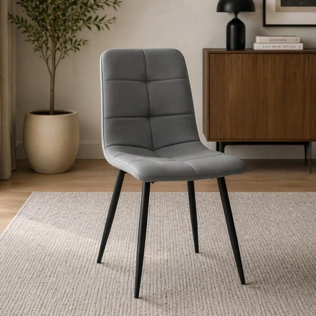 Dining Chairs - Set of 4 - Faux Leather - Charcoal