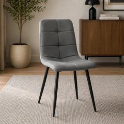 Dining Chairs - Set of 4 - Faux Leather - Charcoal - thumbnail 1
