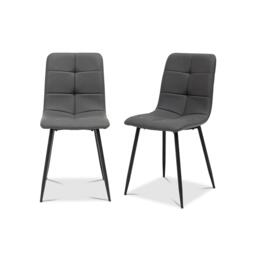 Dining Chairs - Set of 4 - Faux Leather - Charcoal - thumbnail 3