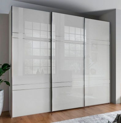 Rialto White 3 Door Sliding Wardrobe with 2 Cross Trim - 300cm - image 1