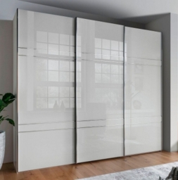 Rialto White 3 Door Sliding Wardrobe with 2 Cross Trim - 300cm - thumbnail 1