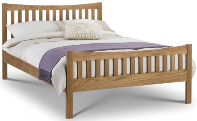 Bergamo Low Sheen Lacquered Oak Bed - Comes in Double and King Size Options - image 1