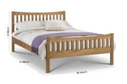 Bergamo Low Sheen Lacquered Oak Bed - Comes in Double and King Size Options - thumbnail 2