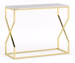 Clearance - Scala White Marble Top and Gold Console Table
