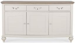 Bentley Designs Montreux Grey Washed Oak and Soft Grey 3 Drawer Wide Sideboard