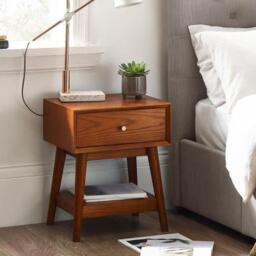 Lowry Cherry Wood Retro Style 1 Drawer Side Table