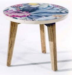 Voyager Bright Tropical Print Small Round Lamp Table