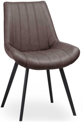 2 x Weipa Brown Faux Leather Dining Chair - image 1
