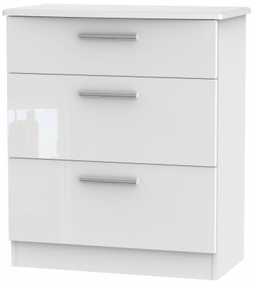 Knightsbridge 3 Drawer Deep Chest - High Gloss White - image 1