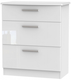 Knightsbridge 3 Drawer Deep Chest - High Gloss White - thumbnail 1