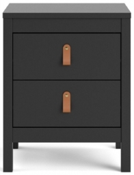 Barcelona 2 Drawer Bedside Cabinet in Matt Black