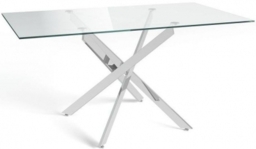 Clara Glass and Chrome 6 Seater Dining Table with Chopstick Base
