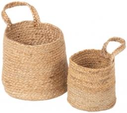 Barbican Natural Jute Hanging Nested Basket with Handles - Set of 2