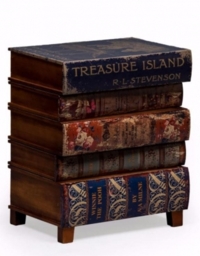 Antiqued Multi Coloured Stacked Childrens Books Side Cabinet