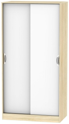 Camden White Gloss and Oak Effect 2 Door Sliding Wardrobe