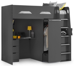Pegasus Dark Grey High Sleeper Kids Bed - thumbnail 1